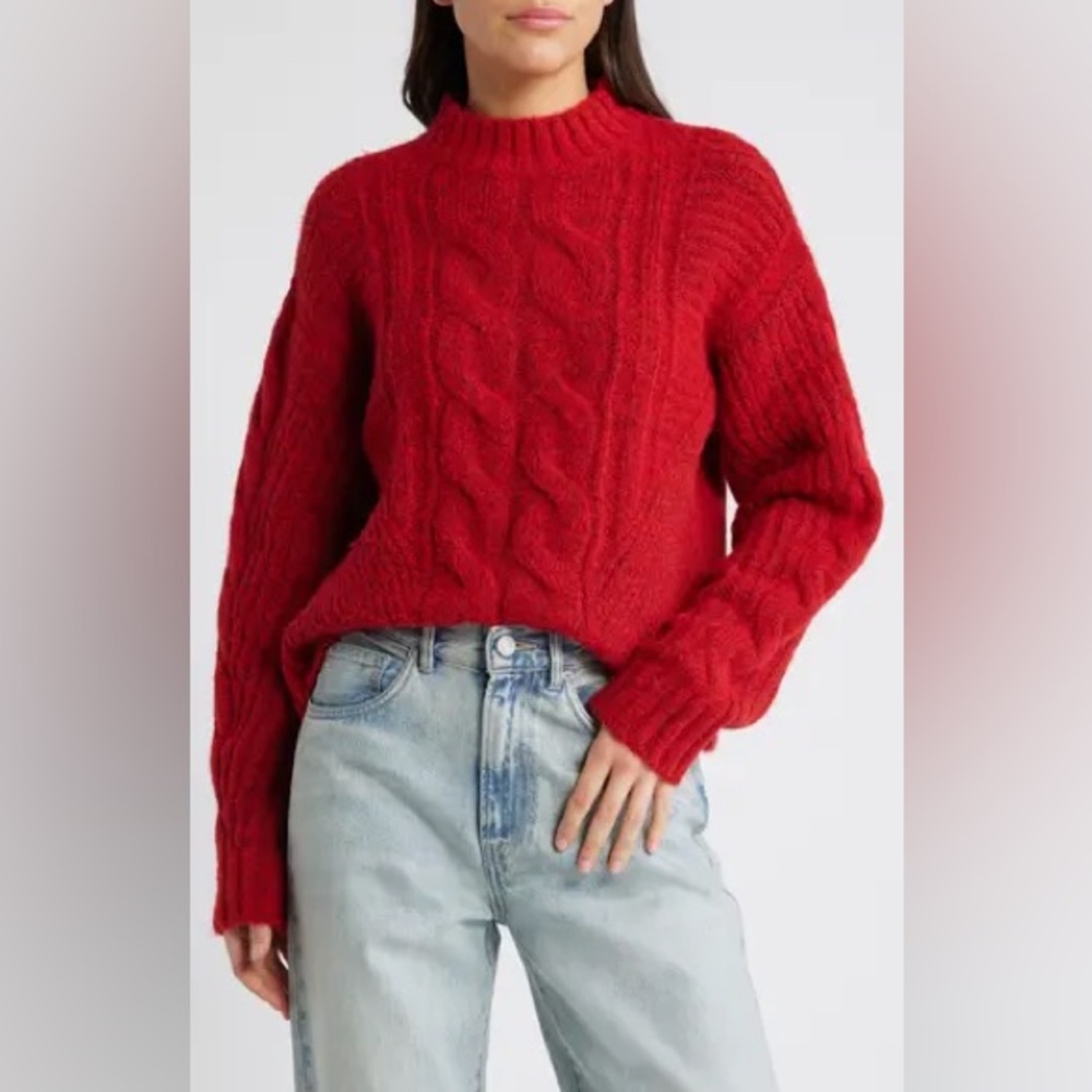 TREASURE & BOND Mock Neck Cable Stitch Sweater ❤️IN STORES❤️NWT❤️